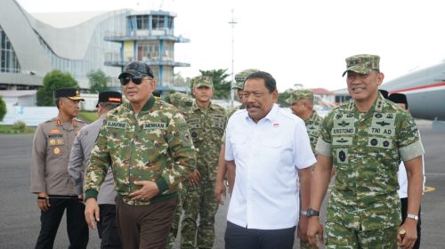 Disambut Wagub Mian, Menhan RI Kunjungi Bengkulu Tinjau Kesiapan Lahan 10 Batalion dan Lanud